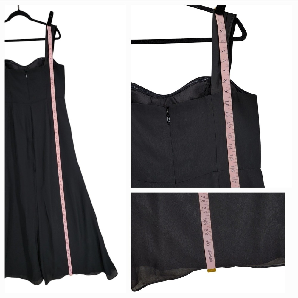 Azazie Gown sz A14 Women Off Shoulder Sweatheart Chiffon Mermaid Dress Black NEW - Picture 5 of 15